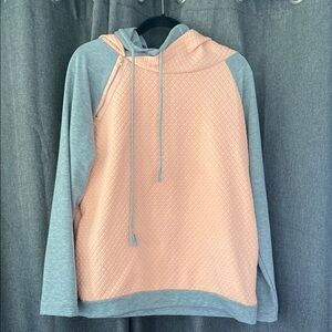 Peach and Gray Quilted Hoodie
